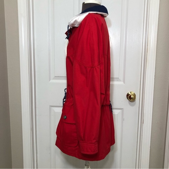 Pacific Trail by London Fog All Weather Hooded Waist String Red Lined Jacket M - Picture 12 of 16